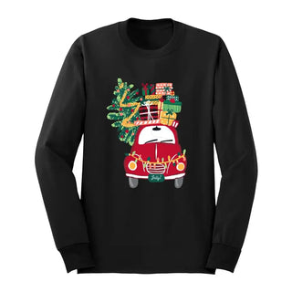 Christmas Delivery Long Sleeve Shirt Vintage Holiday Graphic Tee #HPLS-CHRIST - Black / Small - Screen Printed T-Shirt
