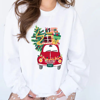 Christmas Delivery Sweatshirt Festive Holiday Cozy Pullover #HPSW-CHRIST - Graphic Sweatshirt - Women’s