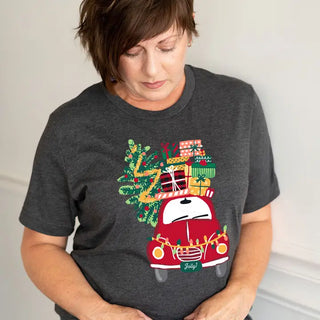 Christmas Delivery T Shirt Festive Holiday Graphic Winter Tee #HPTS-CHRIST - Screen Printed T-Shirt - Women’s