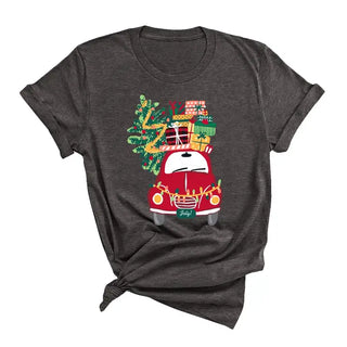 Christmas Delivery T Shirt Festive Holiday Graphic Winter Tee #HPTS-CHRIST - Dark Grey / Small - Screen Printed T-Shirt