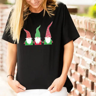 Christmas Gnome T Shirt Cute Holiday Winter Graphic Festive Tee #HPTS-BLK-GNOME - T-Shirt (Graphic) - Women’s