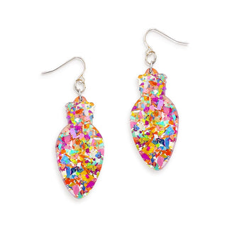 Christmas Light Earrings Multi Glitter Holiday Statement Jewelry Gift #ACE-300SV-LIGHT-MLTGLT - Dangle Earrings
