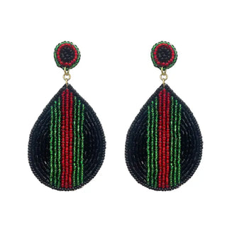 Christmas Stripe Maggie Earrings #VLJ0341-BRG - Dangle Earrings