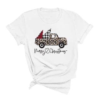Christmas Truck T Shirt Vintage Holiday Graphic Festive Tee #HPTS-TRUCK - White / Small - T-Shirt (Graphic) - Women’s