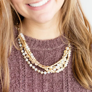 City Girl Necklace #VLJ6907-NAT - Beaded/Pearl Necklace