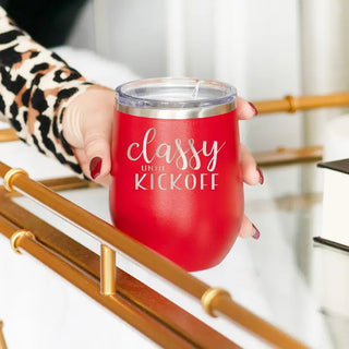 Classy Until Kickoff Tumbler 12oz Insulated Football Game Day Cup #TWB12-KICK-BLK - Insulated Mug/Tumbler