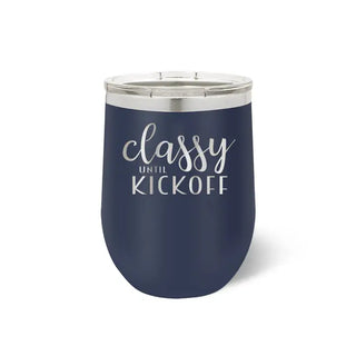 Classy Until Kickoff Tumbler 12oz Insulated Football Game Day Cup #TWB12-KICK-BLK - Navy - Insulated Mug/Tumbler