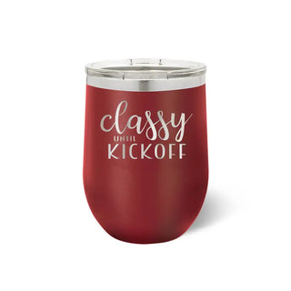 Classy Until Kickoff Tumbler 12oz Insulated Football Game Day Cup #TWB12-KICK-BLK - Garnet - Insulated Mug/Tumbler