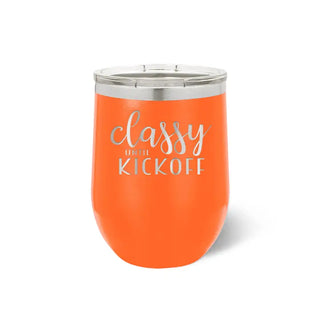 Classy Until Kickoff Tumbler 12oz Insulated Football Game Day Cup #TWB12-KICK-BLK - Orange - Insulated Mug/Tumbler