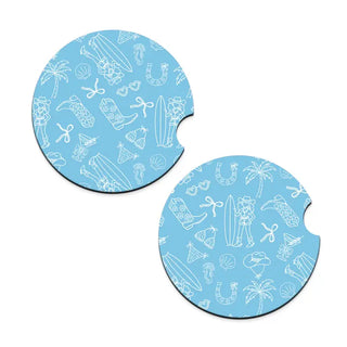 Coastal Cowgirl Car Coaster 2 Pce Set Western Beach Auto Accessory Gift #SPACK-CC132-COASTALCG - Car Coaster - Women’s