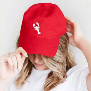 Coastal Lobster Embroidered Baseball Cap Beach Vacation Hat #M190VL-LOBWT - Baseball Cap - Women’s