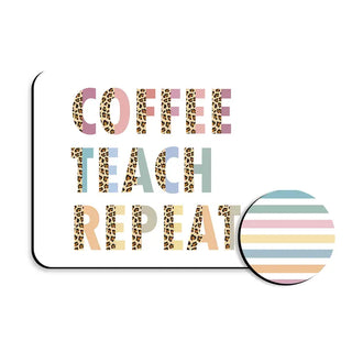 Coffee Teach Repeat Desk Set #SDESK-NCOFTEA-STRBW - Mousepad/Trackpad