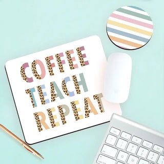 Coffee Teach Repeat Desk Set #SDESK-NCOFTEA-STRBW - Mousepad/Trackpad