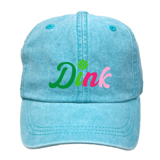 Colorful DINK Pickleball Hat Fun Embroidered Cap for Court Days and Gifts #M190-DINK - Aqua - Hat - Women’s