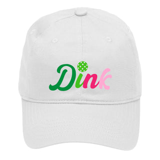 Colorful DINK Pickleball Hat Fun Embroidered Cap for Court Days and Gifts #M190-DINK - White - Hat - Women’s