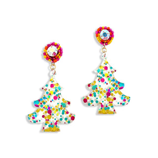 Confetti Pop Christmas Tree Earrings #ACE-0850-TREE-CONF - Dangle Earrings