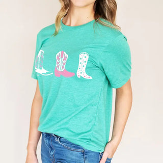 Cowgirl Boots T Shirt Western Country Graphic Tee for Women #HPTS-HMINT-BOOT - T-Shirt (Graphic) - Women’s