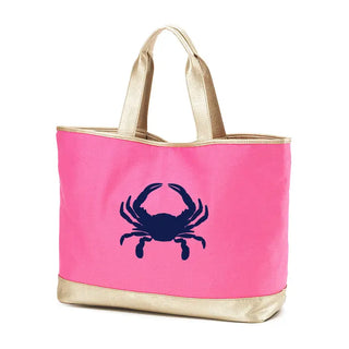 Crab Cabana Tote Coastal Beach Pool Oversized Canvas Travel Bag #HP732-NYCRAB - Hot Pink - Tote Bag - Women’s