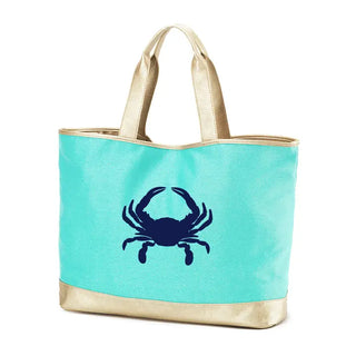 Crab Cabana Tote Coastal Beach Pool Oversized Canvas Travel Bag #HP732-NYCRAB - Mint - Tote Bag - Women’s