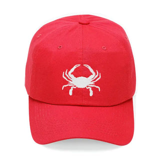 Crab Embroidered Baseball Hat Coastal Beach Cap for Men and Women #M190VL-CRAB - Red - Baseball Cap - Unisex