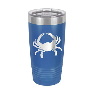 Crab Tumbler Insulated Coastal Cup Nautical Beach Lover Gift #TWB12-CRAB-WHT - Royal Blue 20oz. - Insulated Mug/Tumbler