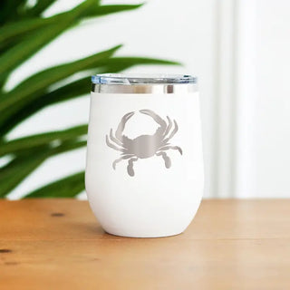 Crab Tumbler Insulated Coastal Cup Nautical Beach Lover Gift #TWB12-CRAB-WHT - Insulated Mug/Tumbler