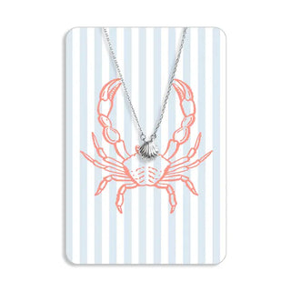 Crab with Shell Keepsake Necklace Card #VLJC-1357SV-CRAB - Keepsake Coin/Token