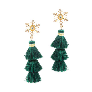Crème Let It Snow Christmas Statement Earrings Holiday Jewelry #VLJE2446-GRN - Dangle Earrings