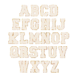 Creme White & Gold Varsity Single Letter Chenille Patch #ABC-CREME