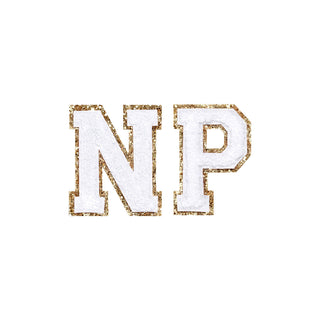 Creme White & Gold Varsity Single Letter Chenille Patch #ABC-CREME