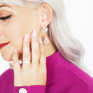 Crystal Bridgett Earrings #VLJE3904-CRY - Dangle Earrings