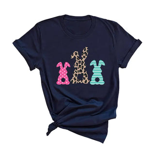 Cute Bunny T Shirt Easter Rabbit Spring Graphic Unisex Tee #HPTS-BUN - Navy / Large - T-Shirt (Graphic) - Women’s