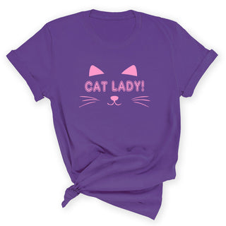 Cute Cat Lady Shirt Funny Cat Mom Graphic Tee for Women #HPTS43-CATLADY - Small / Purple - Screen Printed T-Shirt