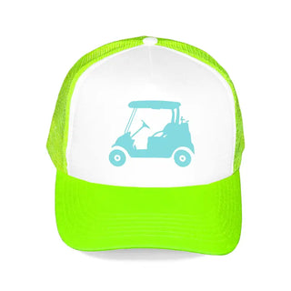 Cute Golf Cart Trucker Hat for Sunny Golf Days and Weekend Getaways #L197-NAVY-HTAQGOLF - Neon Green - Trucker Hat