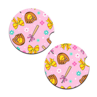 Softball Car Coaster 2 pc Set #SPACK-CC132-SBALL25