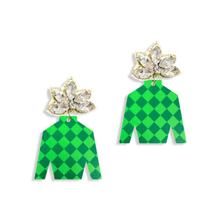 Green Diamonds Jockey Earrings #ACE-489CRY-JOCKEY-GRNCHK