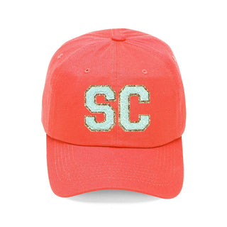 Mint SC Varsity Letter Coral Cap #L190-CORAL-PMINTSC