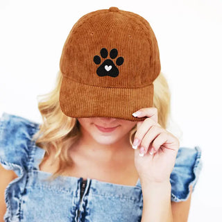 Heart Paw Corduroy Cap #M193VL-PAWH