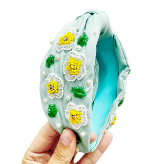 Daisy Beaded Headband #MNA0325-MINT - Fashion Headband - Women’s