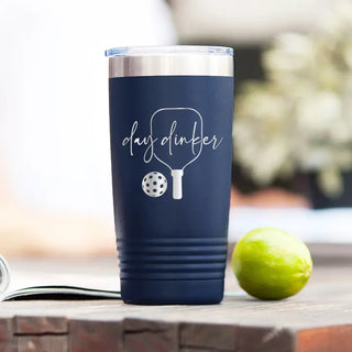 Day Dinker Tumbler 20oz Insulated Pickleball Cup Player Gift #TWB20-DAYDINK-NAVY - Insulated Mug/Tumbler