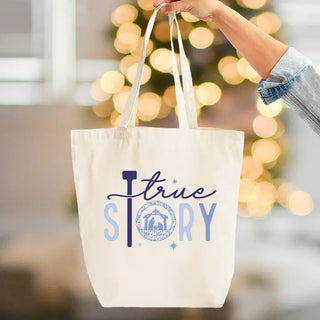 Navy True Story Canvas Tote #HPT2518-NYTSTR