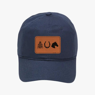 Derby Patch Baseball Hat Navy Camel Horse Racing Cap for Women #L190-NAVY-P102-DERBY - Baseball Cap - Unisex