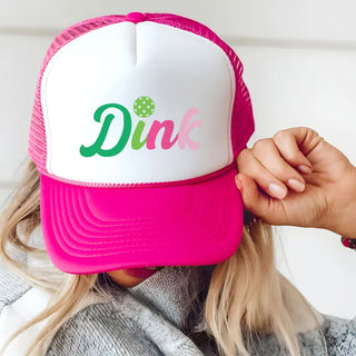 Dink Pickleball Trucker Hat Funny Cap Women #L197-SMDINK - Neon Pink - Trucker Hat - Women’s
