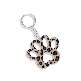 Dog Lovers Dog Paw Acrylic Keychains #ACK-PAW - Brown Leopard