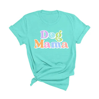 Dog Mama T Shirt Cute Dog Lover Graphic Tee Pet Mom Gift #DOGMA - Heather Mint / S - Screen Printed T-Shirt - Women’s
