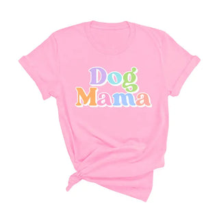 Dog Mama T Shirt Cute Dog Lover Graphic Tee Pet Mom Gift #DOGMA - Light Pink / S - Screen Printed T-Shirt - Women’s