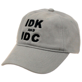 Don’t Know Don’t Care Funny Embroidered Gray Baseball Cap for Everyday Style #M190VL-GREY-IDK - Baseball Cap - Women’s