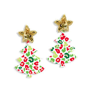 Festive Leopard Christmas Tree Earrings #ACE-896STR-TREE-FEST