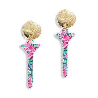 Preppy Floral Golf Tee Earrings #ACE-329-TEE-PREP