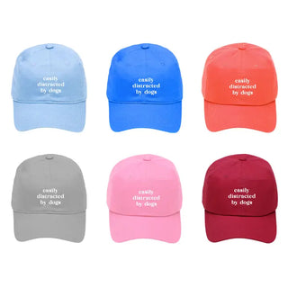Easily Distracted by Dogs Funny Embroidered Hat Dog Lover Cap #M190VL-CORAL-DIS - Baseball Cap - Women’s